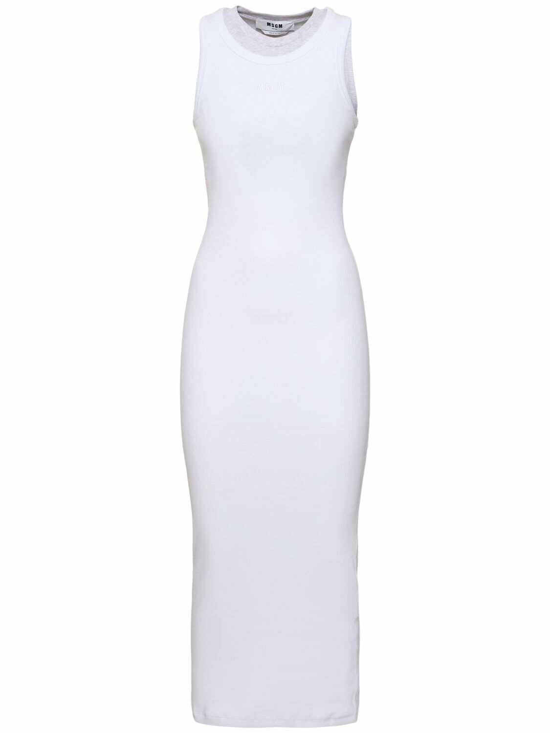MSGM White Cotton Midi Skirt main image 0
