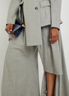 A.W.A.K.E Mode Cut-out Wide-leg Stretch Wool Trousers Light Grey