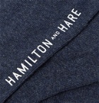 Hamilton and Hare - Everyday Logo-Embroidered Mélange Cotton Socks - Blue