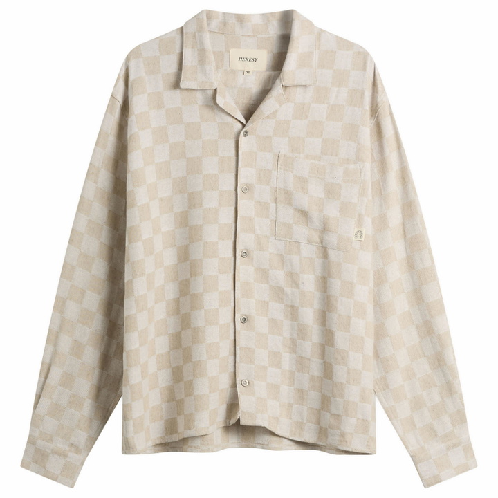 Photo: Heresy Men's Trellis Revere Shirt in Ecru Check