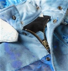Greg Lauren - Panelled Shell, Denim and Jersey Padded Jacket - Blue