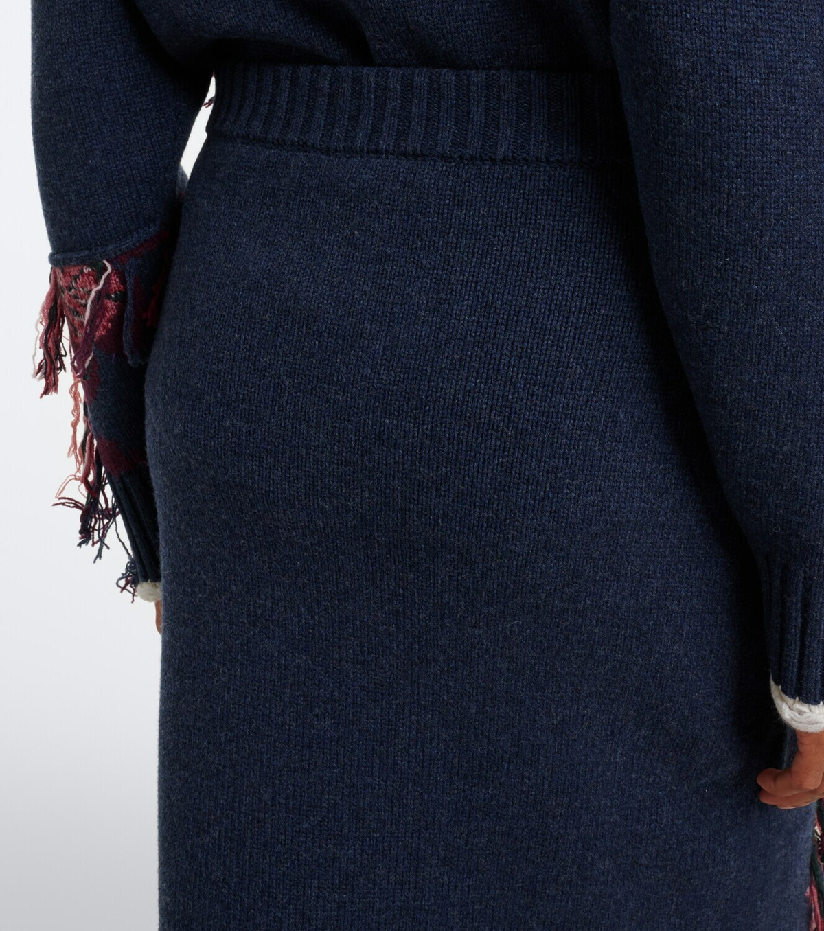 Erdem Fringed intarsia wool midi skirt