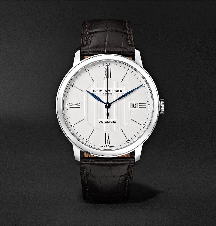 Photo: Baume & Mercier - Classima Automatic 40mm Stainless Steel and Alligator Watch, Ref. No. 10214 - White