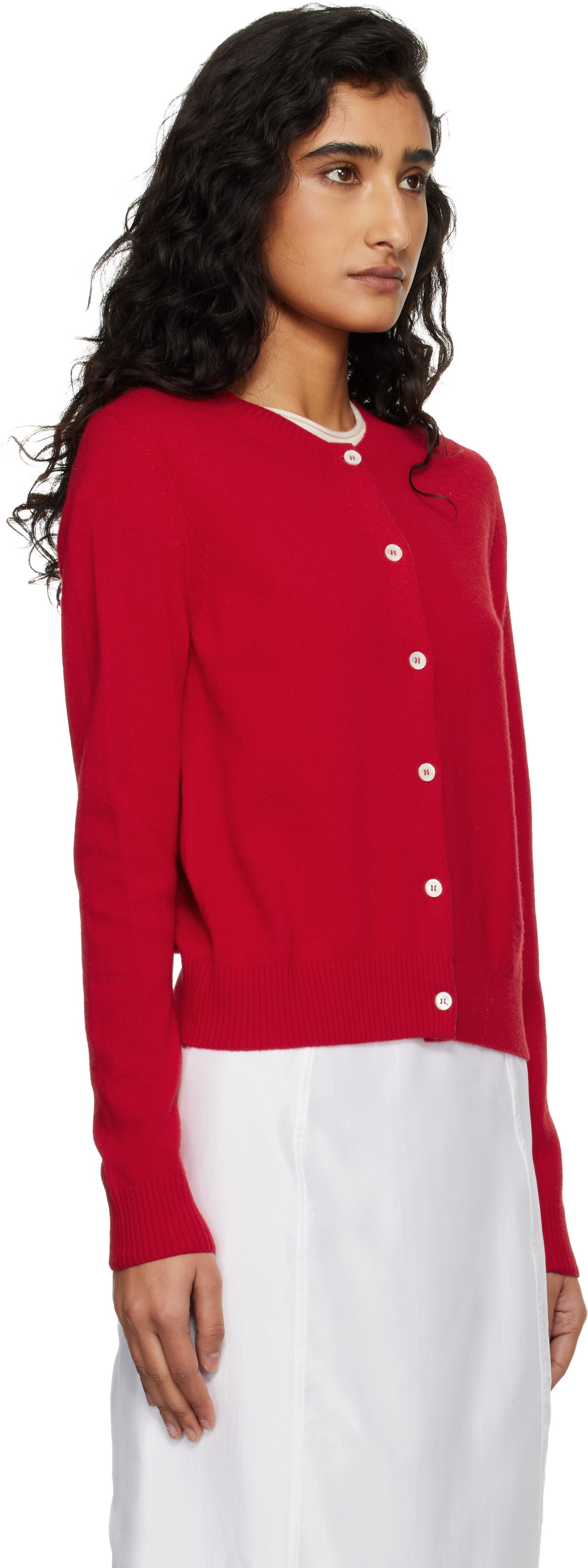 Dunst Red Essential Crewneck Knit Cardigan
