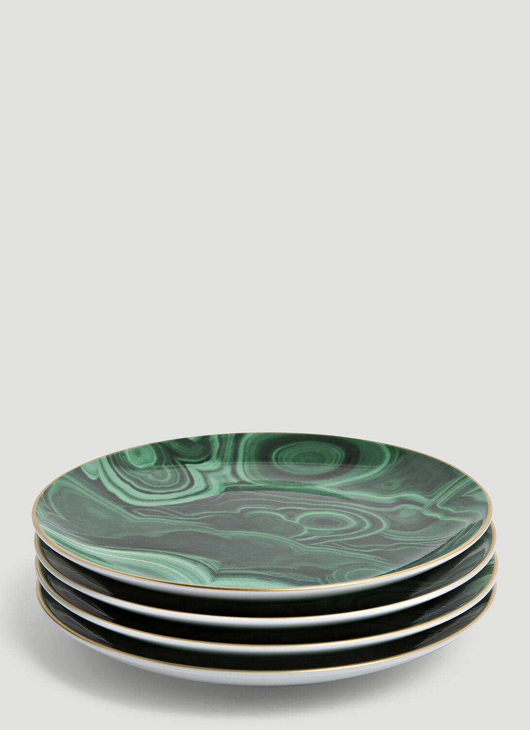L'Objet Set-of-Four Malachite Dessert Plates