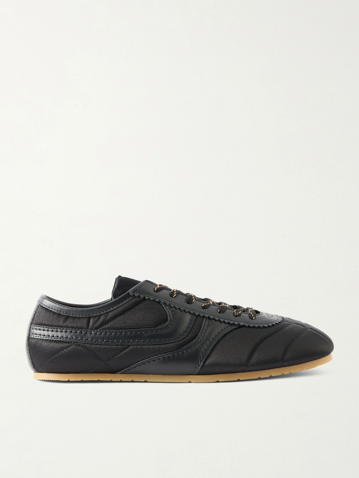 Dries Van Noten - Leather-Trimmed Quilted Satin Sneakers - Black