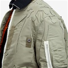 Sacai Men's Nylon Twill Embroidered Patch Bomber Jacket in Light Khaki