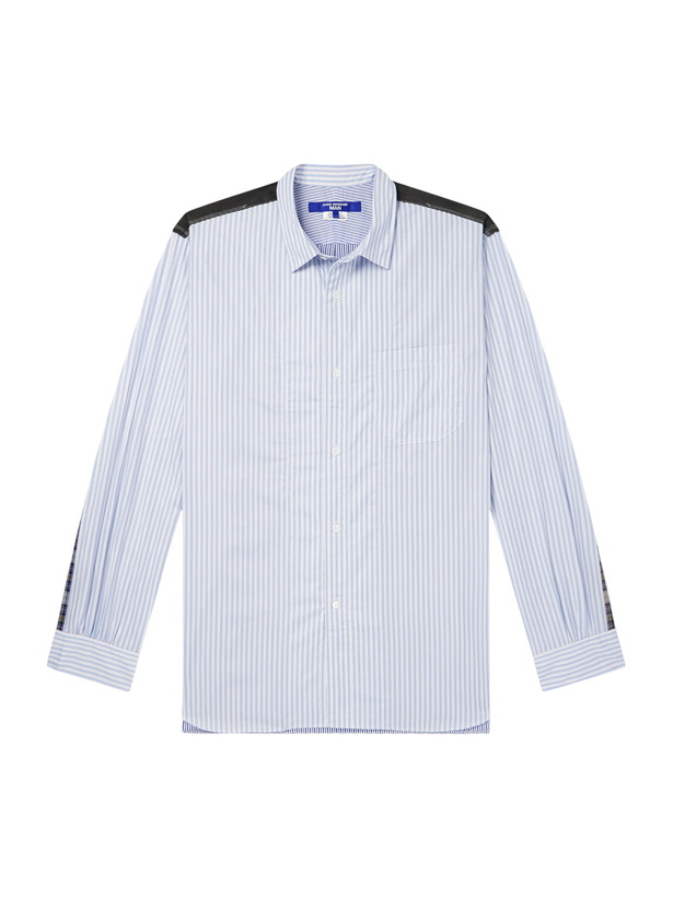 Photo: Junya Watanabe - Striped Corduroy and Twill-Trimmed Cotton-Poplin Shirt - Blue