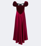 Rodarte Silk satin and velvet midi dress