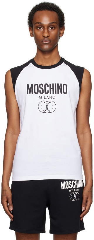 Photo: Moschino White Double Smiley Tank Top