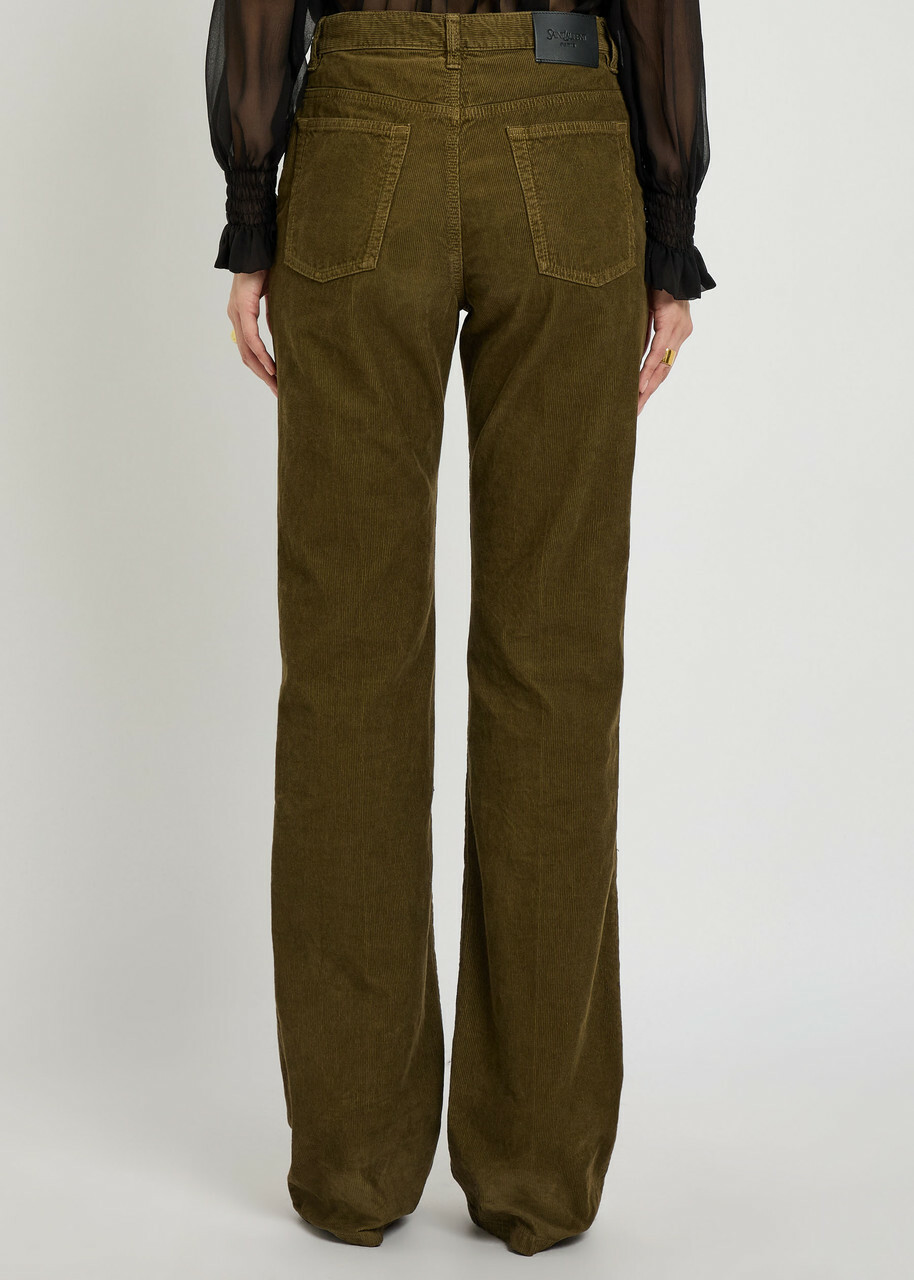 Saint Laurent Clyde Bootcut Corduroy Trousers Khaki