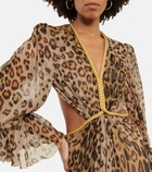 Etro - Leopard-print cutout silk gown