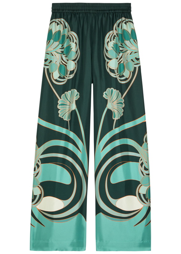 Photo: LA Double J Printed Silk-twill Palazzo Trousers Black