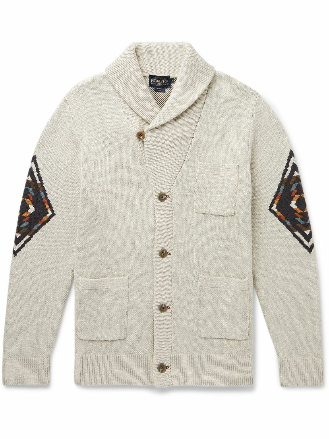 Pendleton Shawl Collar Cotton Jacquard Cardigan Neutrals Pendleton