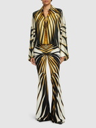 ROBERTO CAVALLI Ray Of Gold Printed Lycra Flared Pants