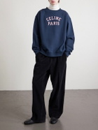 CELINE - Logo-Print Cotton-Jersey Sweatshirt - Blue