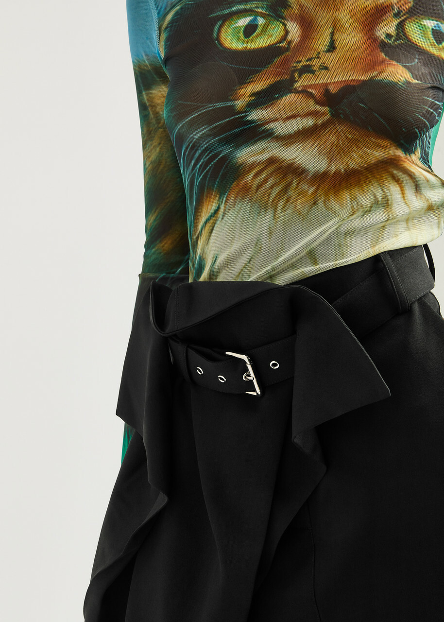 JW Anderson Wrap-effect Belted Wool Mini Skirt Black