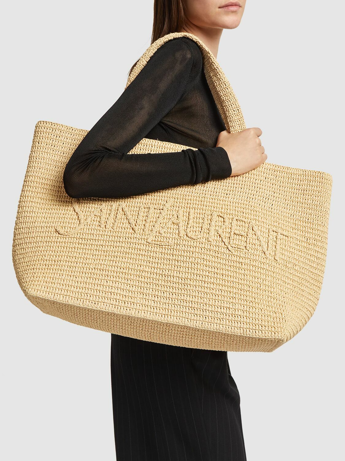 SAINT LAURENT Saint Laurent Raffia Blend Tote Bag Saint Laurent