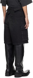 VETEMENTS Black Multipocket Denim Shorts