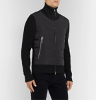 TOM FORD - Slim-Fit Merino Wool and Quilted Shell Down Cardigan - Black