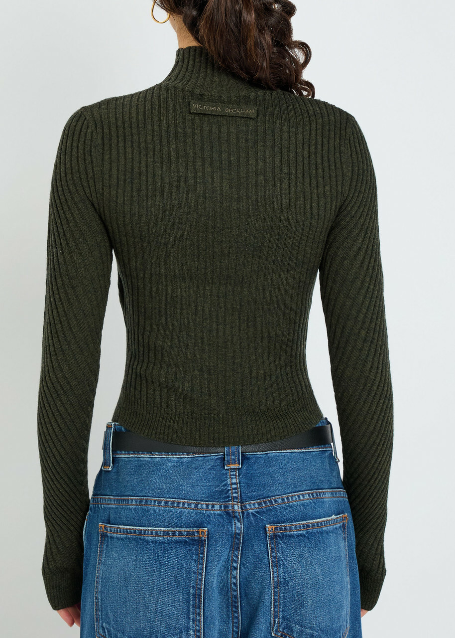 Victoria Beckham Ribbed Merino Wool top Green