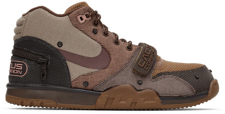 Photo: Nike Brown Travis Scott Edition Air Trainer 1 SP Sneakers