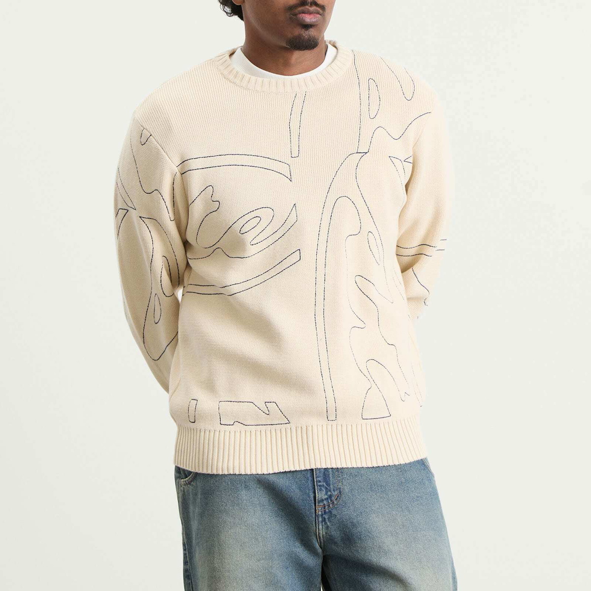 Arte Men's All Over Circle Logo Knit Jumper in Cream