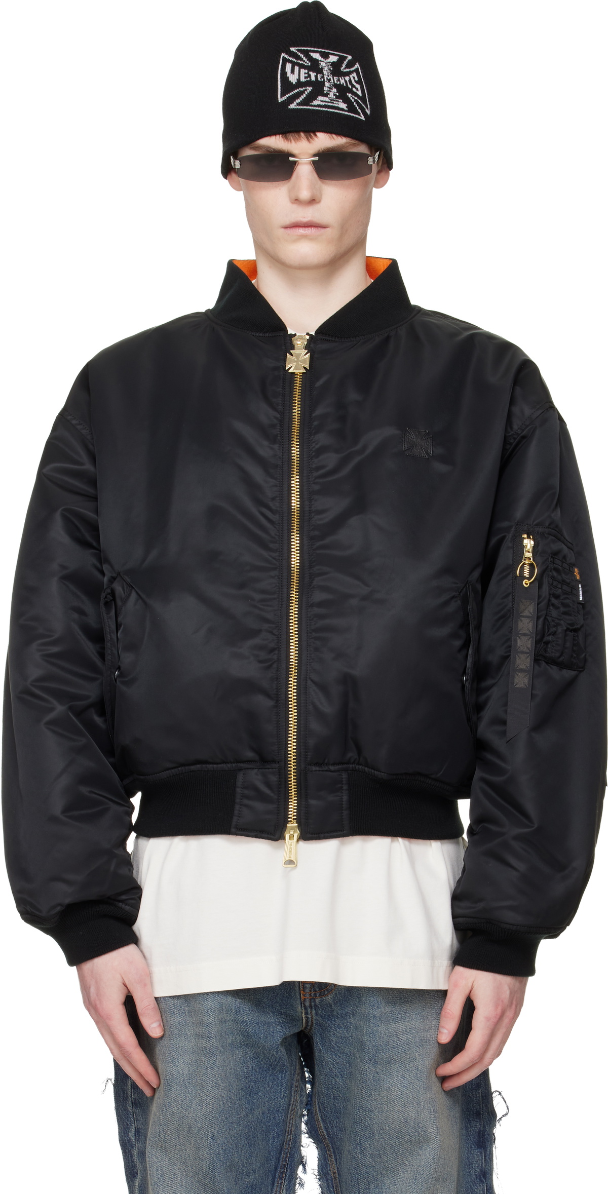 Christian Dada Black Graphic Print Skeleton Bomber Jacket