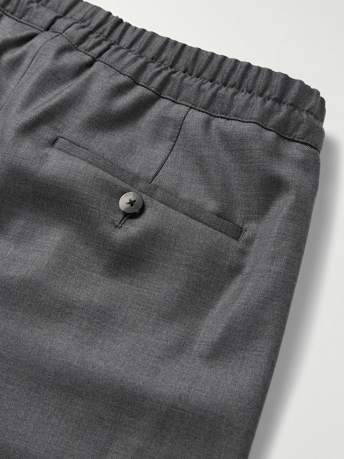 Caruso - Slim-Fit Pleated Wool Drawstring Trousers - Gray
