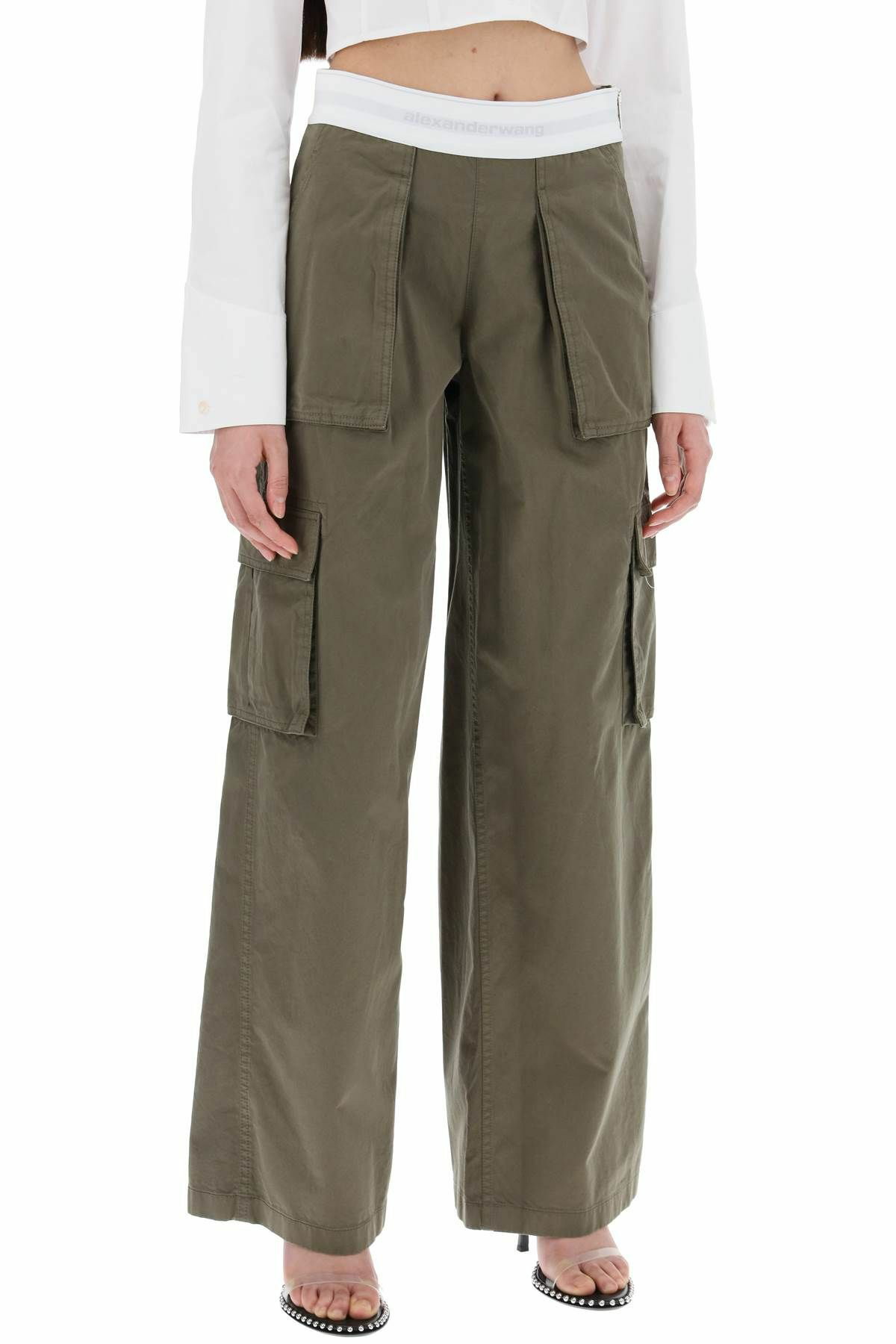 Alexander Wang ☆グレー Cargo Rave トラウザーズ Alexander Wang Women's Mid Rise Cargo Rave Pants, Off Black