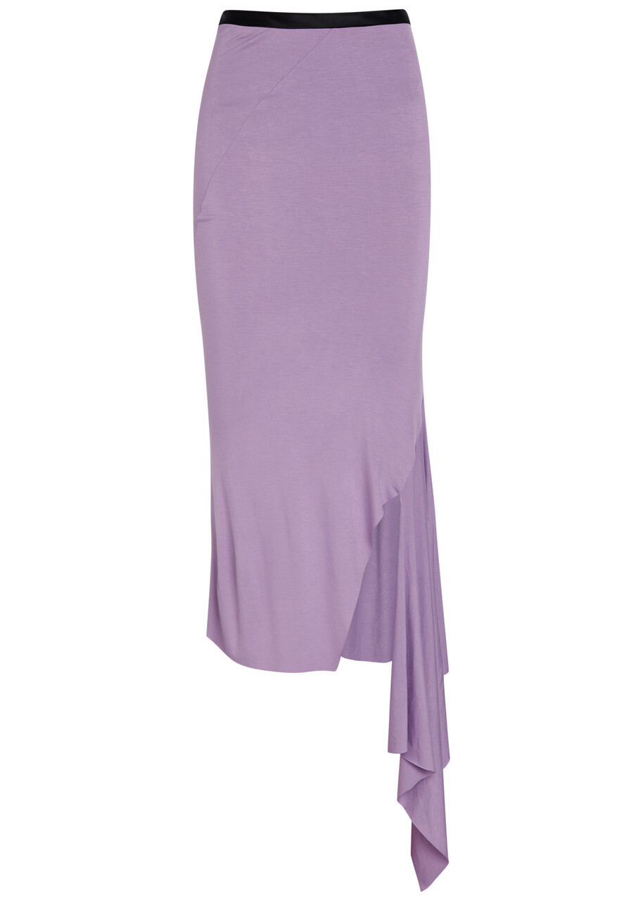 Aaron Esh Fishtail Asymmetric Jersey Midi Skirt Lilac