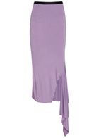 Aaron Esh Fishtail Asymmetric Jersey Midi Skirt Lilac
