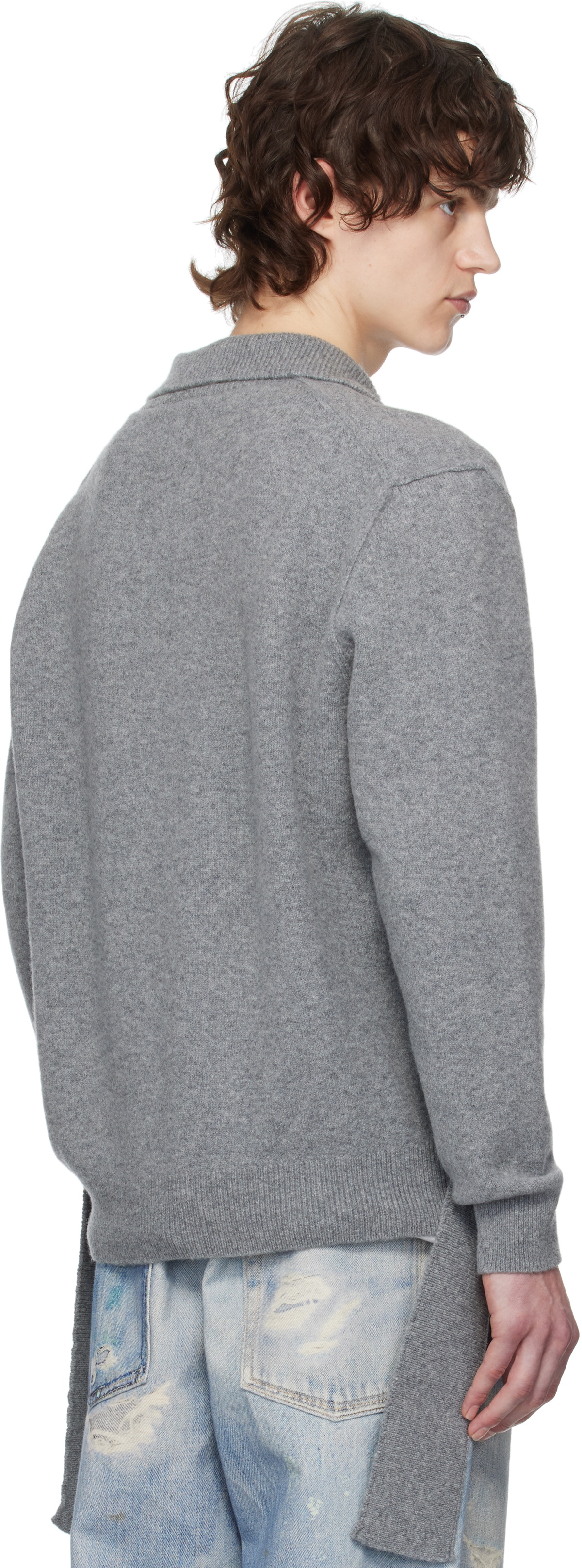Simone Rocha Gray Zip Up Cut Out Window Cardigan