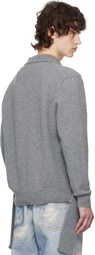 Simone Rocha Gray Zip Up Cut Out Window Cardigan
