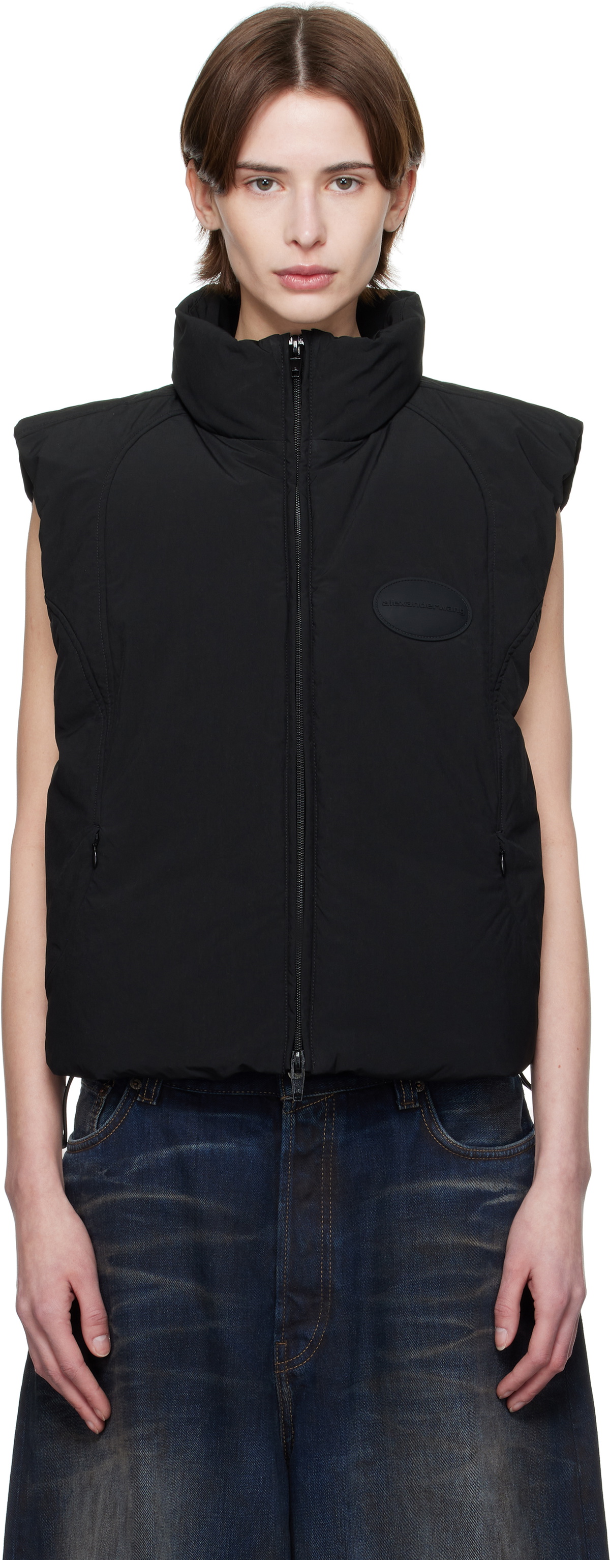 Alexander Wang Pink Cropped Hooded Puffer Down Vest