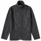 Universal Works Men's Melton Wool Bakers Chore Jacket in Charcoal