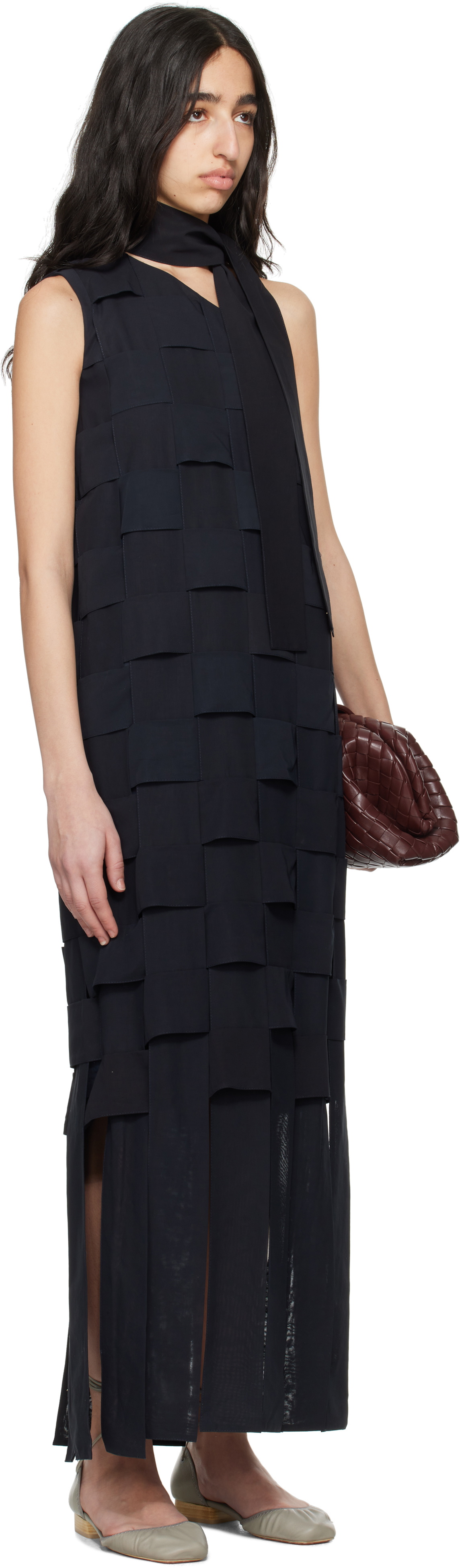 SUPER YAYA Navy Imperial Midi Dress