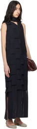 SUPER YAYA Navy Imperial Midi Dress