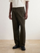 Human Made - Tapered Logo-Embroidered Pleated Cotton-Twill Trousers - Green