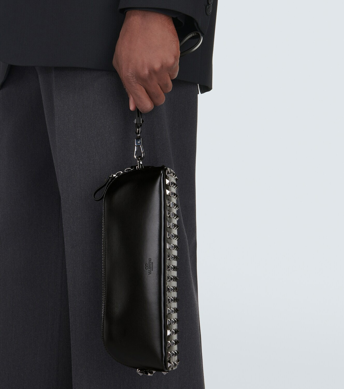 Valentino Men's Valentino Garavani Leather Clutch Black