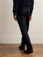 Richard James - Straight-Leg Merino Wool-Flannel Drawstring Trousers - Blue