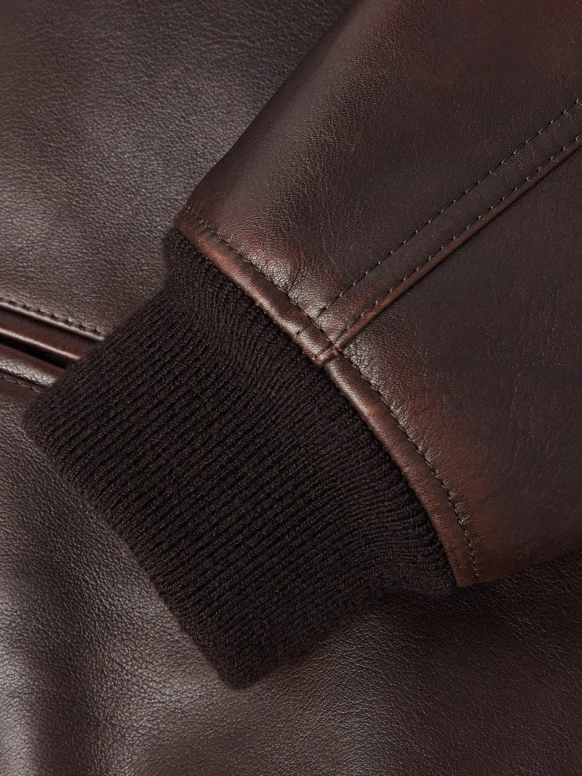 CELINE - Leather Bomber Jacket - Brown