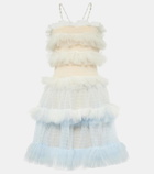 Susan Fang Ruffled sheer tulle minidress