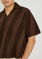 Jacquemus Le Polo Maille Striped Close-knit Polo Shirt Brown