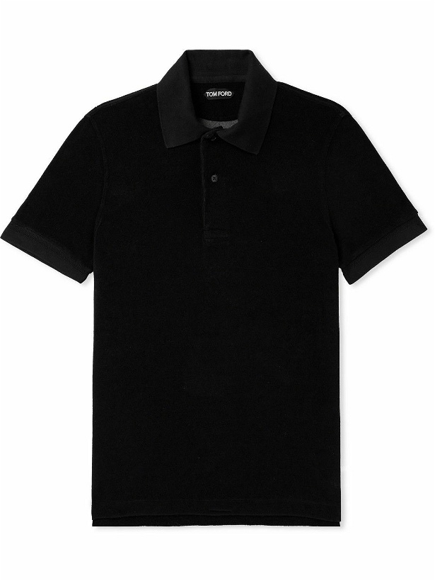 Photo: TOM FORD - Cotton-Blend Terry Polo Shirt - Black