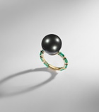 Suzanne Kalan One Of A Kind 18kt gold ring with pearl and emeralds