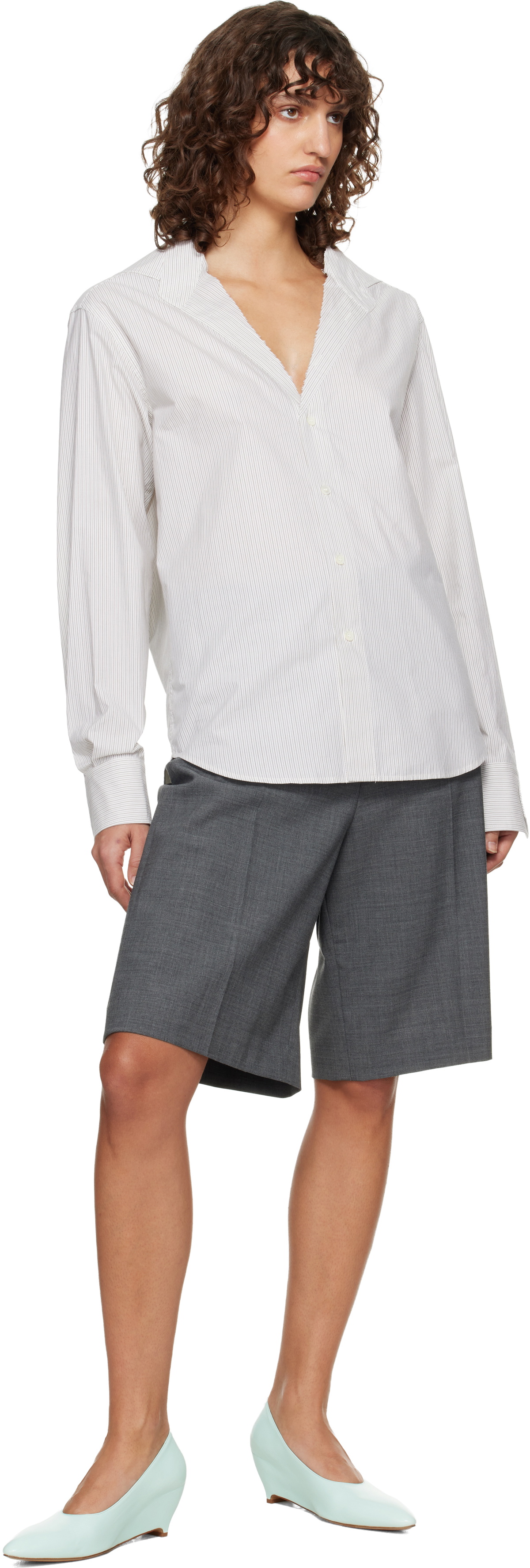 MM6 Maison Margiela Gray Wool-Blend Tailored Shorts