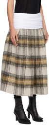 Stefan Cooke White & Gray Elastic Waist Midi Skirt