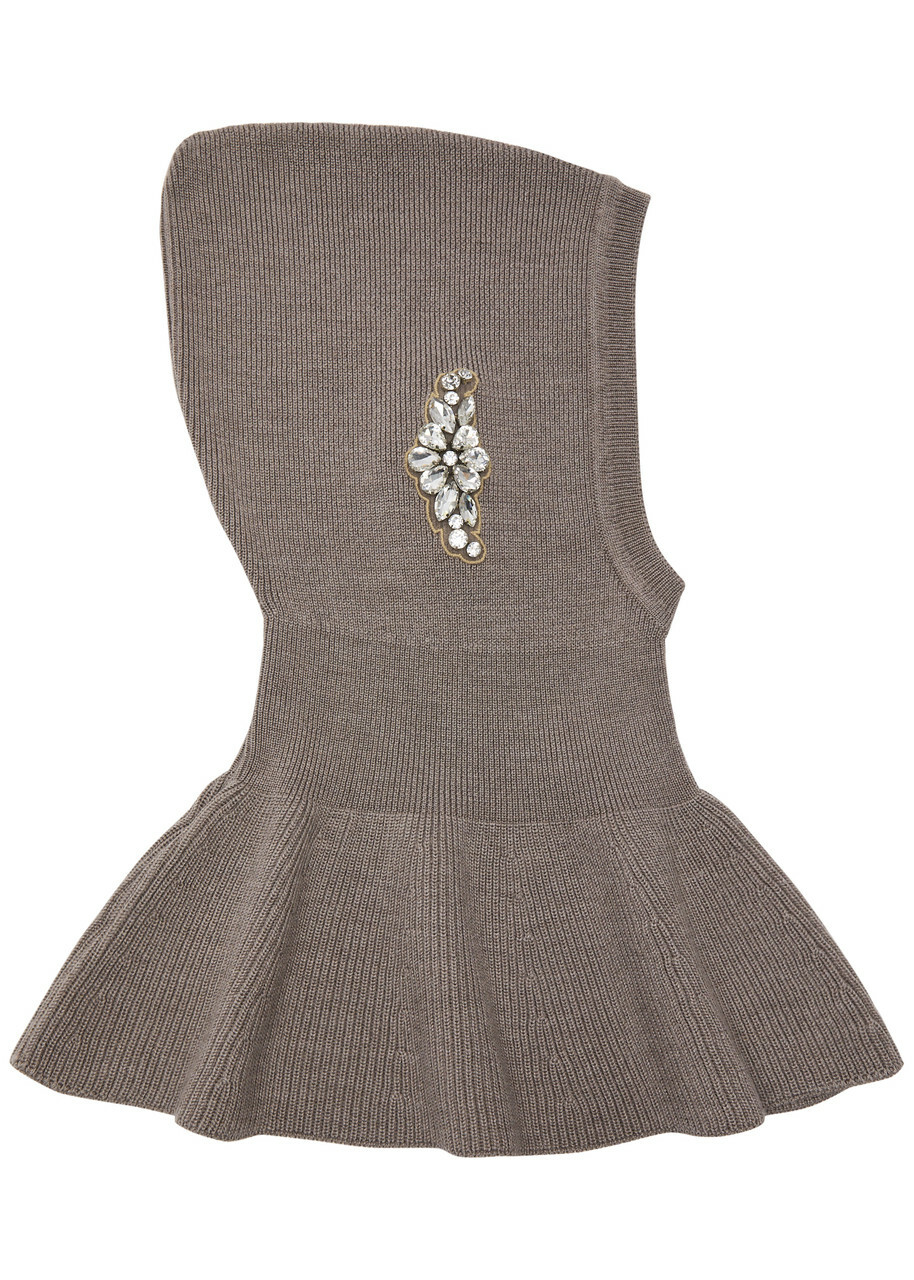 Simone Rocha Crystal-emebllished Wool-blend Balaclava - Beige - One Size