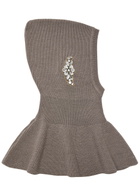 Simone Rocha Crystal-emebllished Wool-blend Balaclava - Beige - One Size